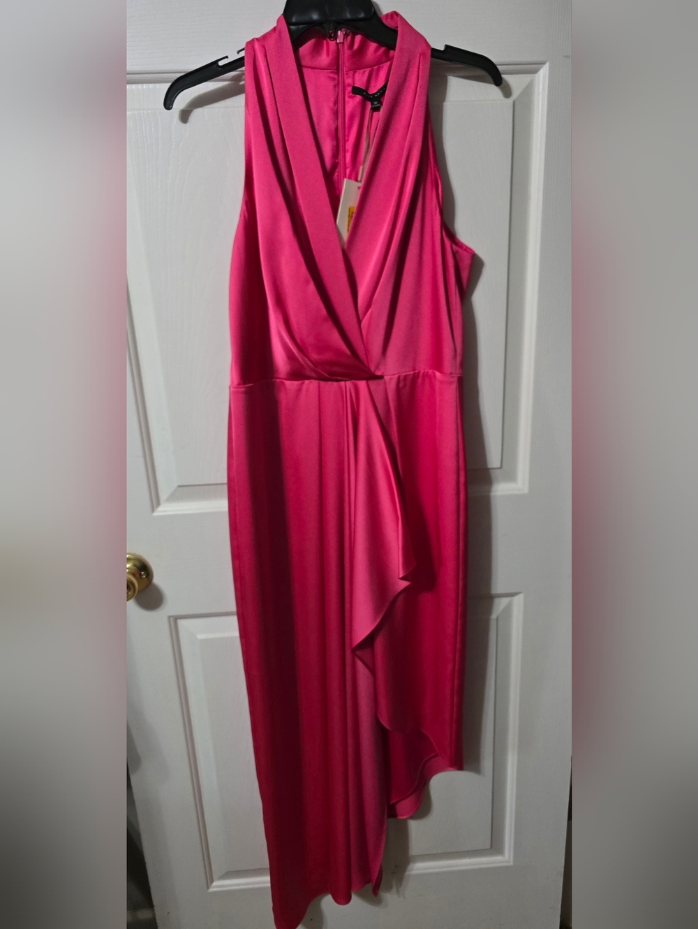 Alex Marie Hot Pink Sleeveless Wrap-Front Maxi Dress